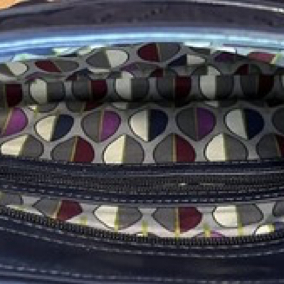 Vera Bradley Trapeze Quilted Crossbody with Patent Leather Trim Navy Blue - Picture 6 of 7